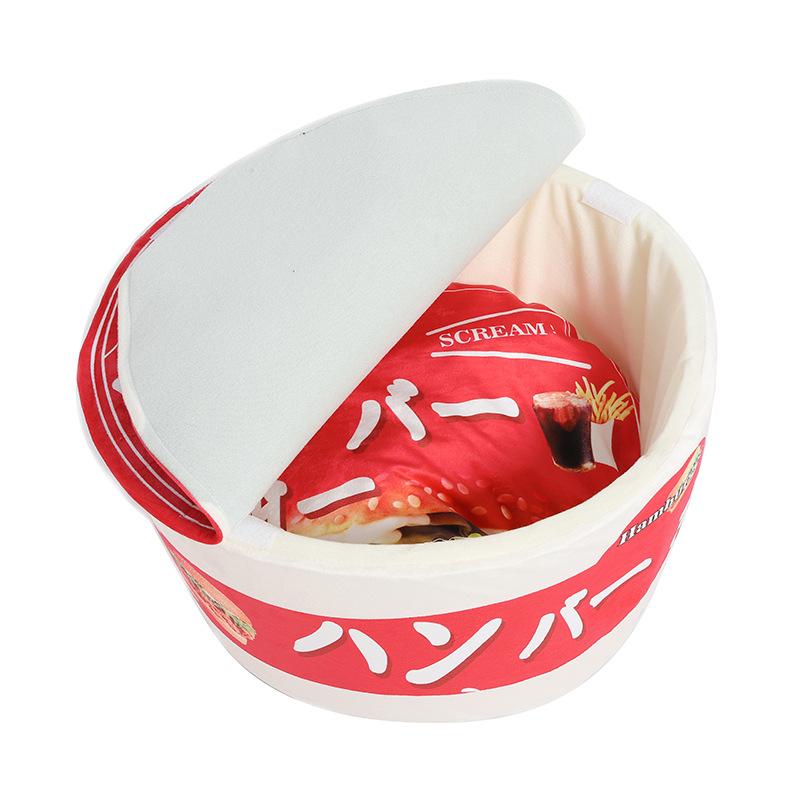 Creative Instant Noodles Pet Den Japanese Pizza Kennel Chocolate Hamburger Cat Den Bowl Semi-enclosed Kennel