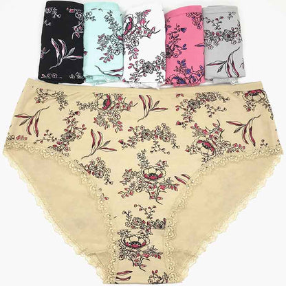 6 Pieces/lot of Large Size Women's Printed Floral Underwear Cotton Underwear Panties