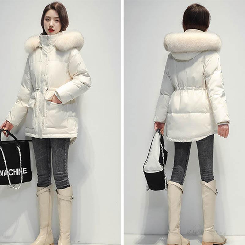 Women's Down Padded Jacket Mid-length Padded Jacket with Large Pockets Thick Padded Jacket Coat Trend