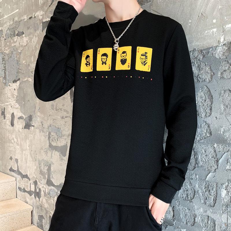 Long-sleeved T-shirt Spring and Autumn Plus Size Sweater Men's Loose Sweater Trend Wild Jacket Men