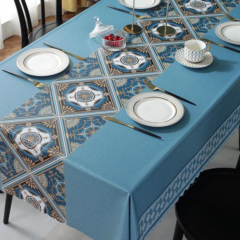 PVC Printed Tablecloth Oil-proof and Waterproof Tablecloth Rectangular Table Top Decoration Washable Tablecloth