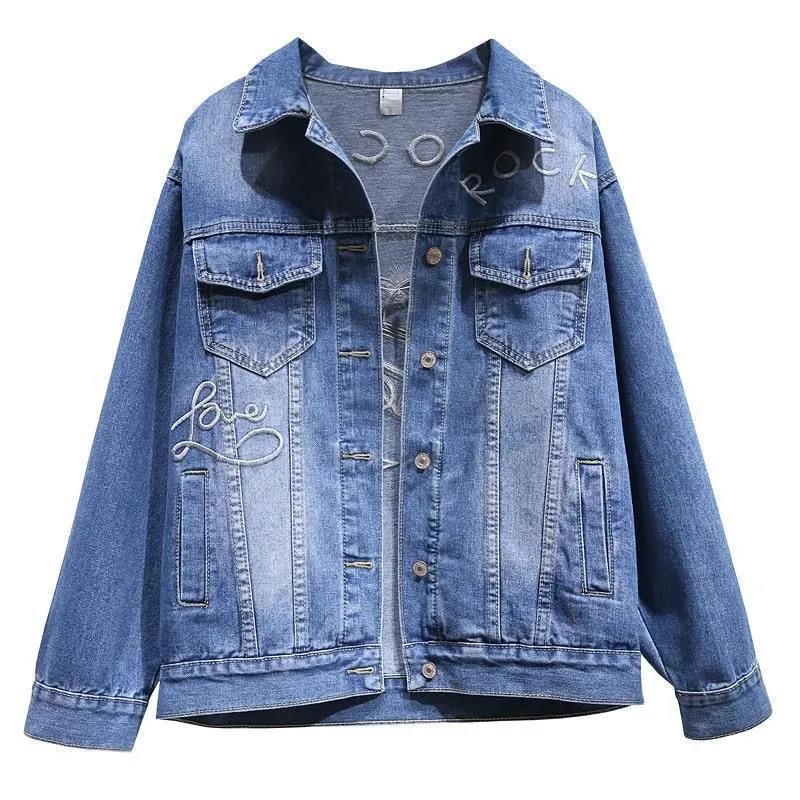 Denim Jacket Women's Spring and Autumn Style Back Sequin Embroidery Student Fashion Loose Top