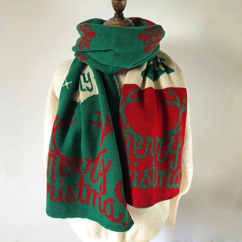 Christmas Gift Elk Scarf Winter Korean Version of Wild Red Double-sided Wool Scarf Shawl