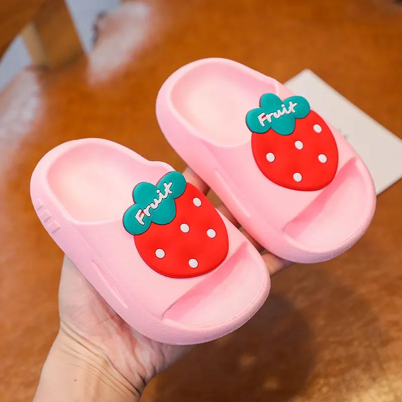 New Cute Kids Slippers Fruit Children Baby Home Slippers Waterproof Breathable Non-slip Boys Girls Home Shoes Cute