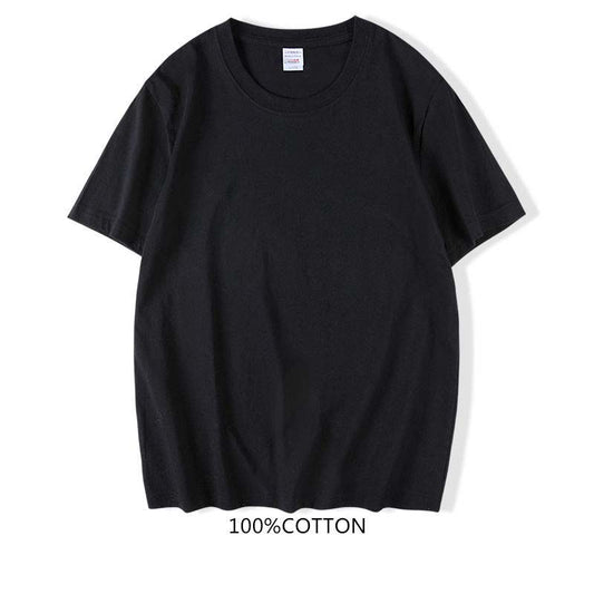 100% Pure Cotton Solid Color Short-sleeved T-shirt Men's Spring and Autumn Bottoming Shirt Trend All-match Top