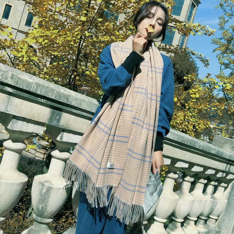 Winter Imitation Cashmere Scarf Houndstooth Wild Bib Thickened Long Scarf Shawl