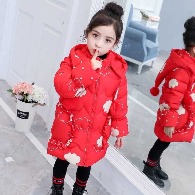 Children Winter Down Cotton Jacket Fashion Girl Clothing Kids Parka Fur Hooded Snowsuit Outerwear