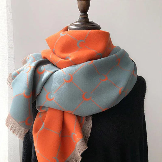 Imitation Cashmere Scarf Winter Double-sided Printing Oversized Shawl Korean Version of Wild Lengthened Thick Warm Scarf Shawl