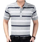 Summer Middle-aged Men's Short-sleeved T-shirt Lapel Dad Wear Summer Loose and Thin Half-sleeved Men's Striped    Shirt