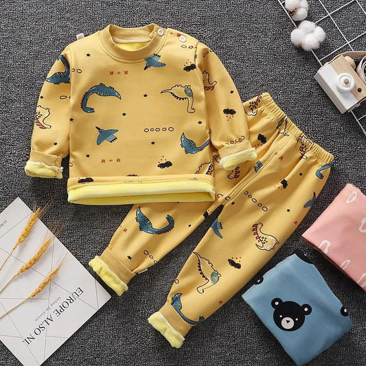 Children's Thermal Underwear Suit Baby Fleece Autumn Clothes Long Pants Boys Thermal Clothes Girls Pajamas Baby Clothes Winter