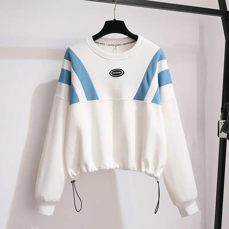 Fashion Oversized  Women Harajuku Crewneck Sweatshirt Lettered Embroidery Printing Loose Korean Pullovers