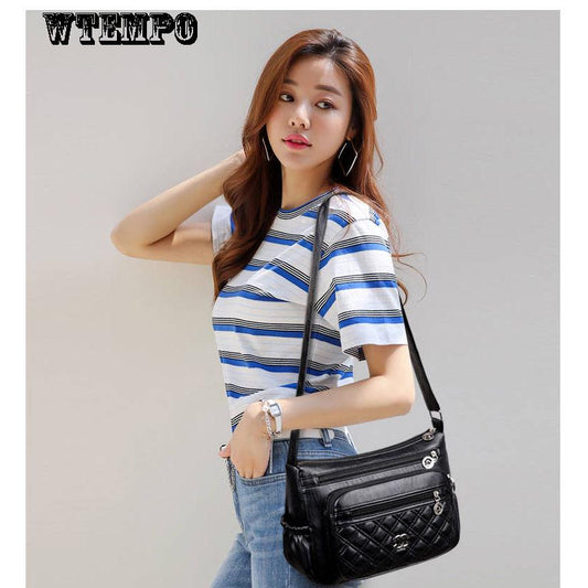 Brand One-shoulder Messenger Bag Trend Bag Fashion Wild Women Bag Multi-layer Soft Leather