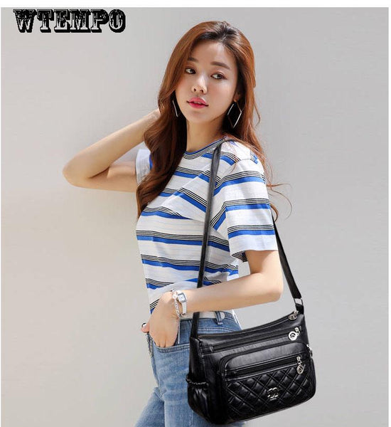 Brand One-shoulder Messenger Bag Trend Bag Fashion Wild Women Bag Multi-layer Soft Leather