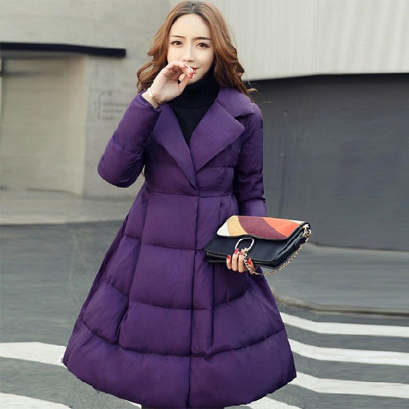 Women's Solid Color Down Jacket Mid-length Down Jacket Winter Korean Style Loose Coat Warm Stand-collar Down Jacket Quilted Jacket