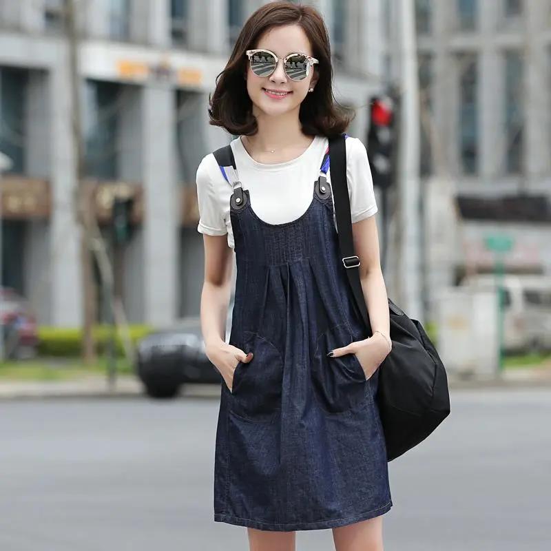 WTEMPO 1pcs Adjusted Overalls Jeans Trousers Summer Denim Jumpsuit Woman Jeans Long Romper Pants Zipper Pockets Sleeveless