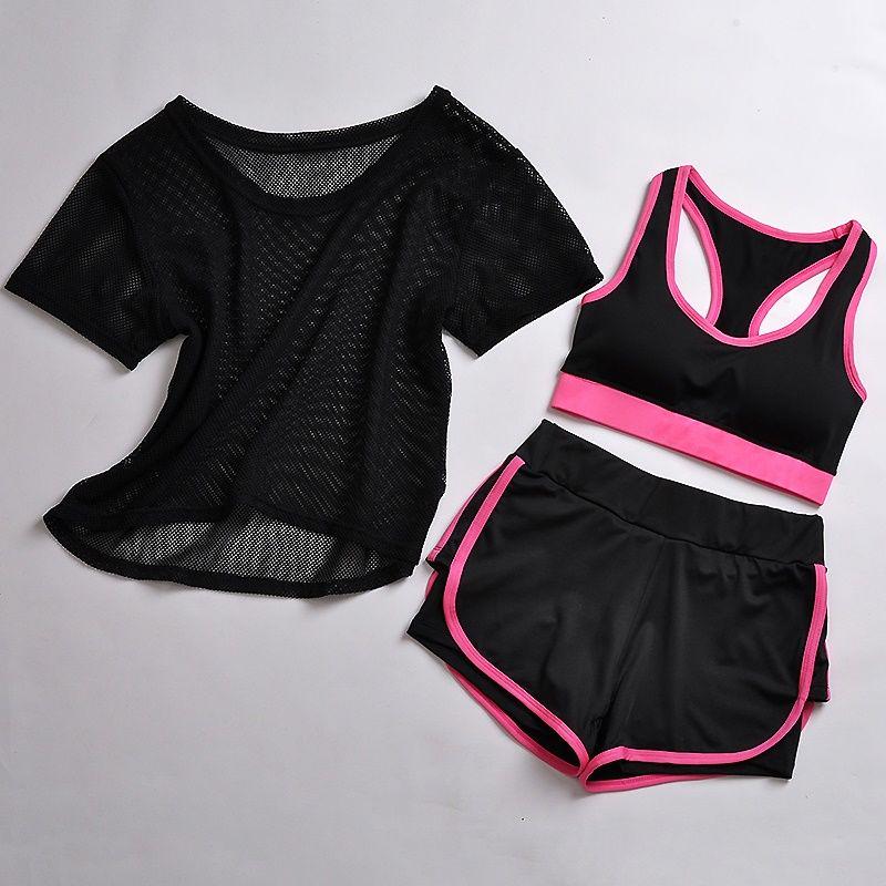 3 Pcs Set Women's Fitness Clothing Sportswear Workout Sports Clothes Athletic Running Yoga Suit Sets