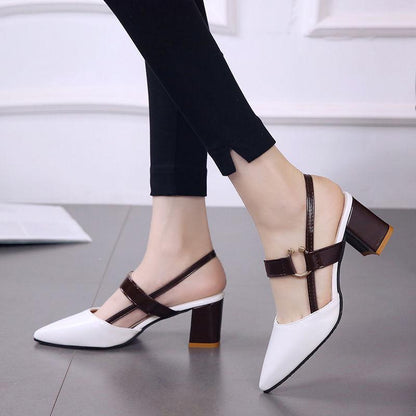 Women Slippers Pointed Toe High Heels Slippers Ladies Fashion Women Pumps Chunky Heel Sandals Shoes