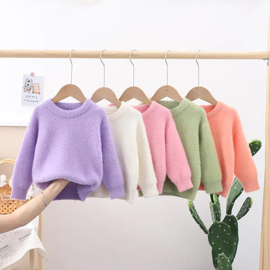 Children's Sweaters Girls Mink Fleece Can't Afford The Ball 2021 Spring and Autumn Sweaters Big Children's Sweaters Boys Winter