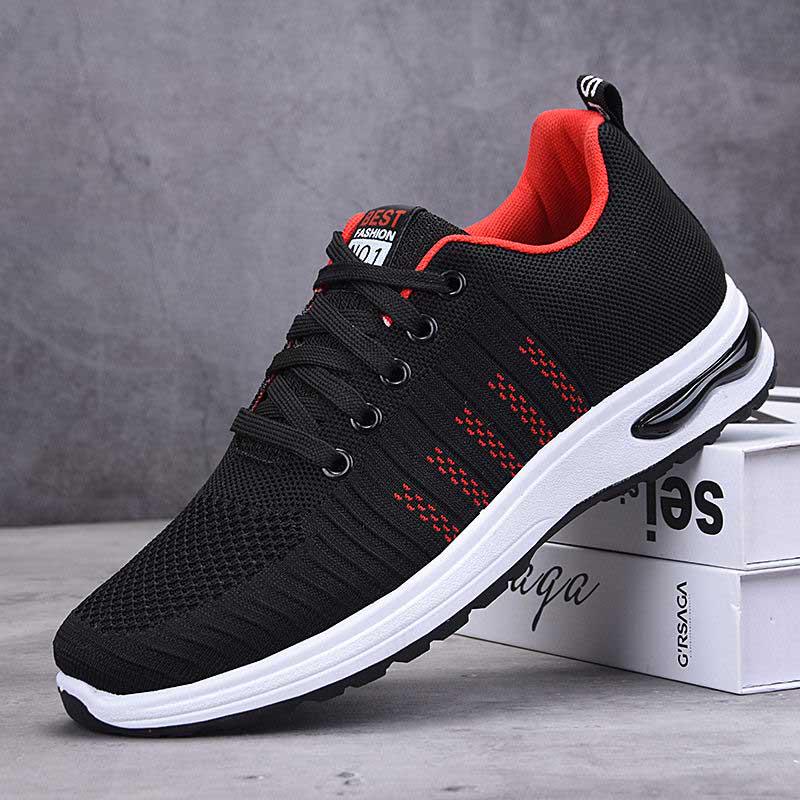 Plus Size 39-44 Men Black Running Shoes Lightweight Sneakers Breathable Outdoor Sports Shoes Comfortable Deodorant Running Gym Shoes