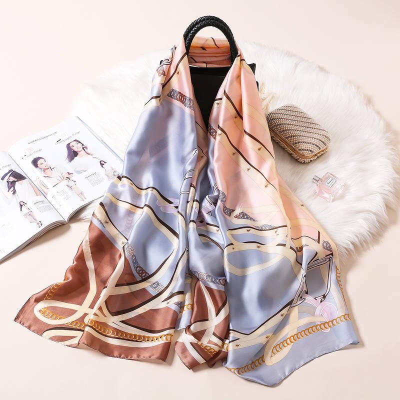 Silk Scarf Women Fashion Shawls and Wraps Lady Travel Pashmina Printing Scarves Winter Neck Wram