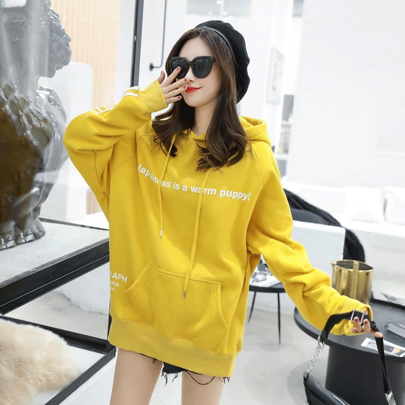 Sweatshirt wild large size long sleeve warm hooded top autumn and winter sweater cotton women's