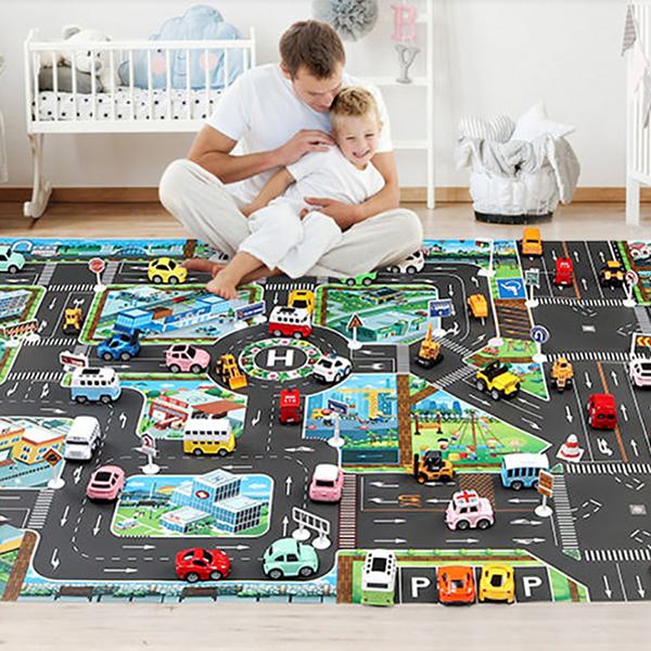 Play House Game Baby Crawling Mat Children's Urban Traffic Scene Map Highway Road Parking Map