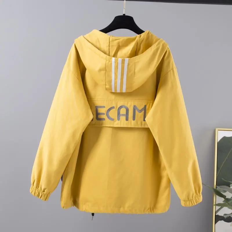 Spring Autumn Women Jacket Hooded Cartoon Print Outwear Women Loose Coat Female Windbreaker Tops