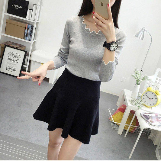 Knitting Sweater Women's Spring and Autumn Bottoming Shirt Wild Long Sleeve High Collar Sweater