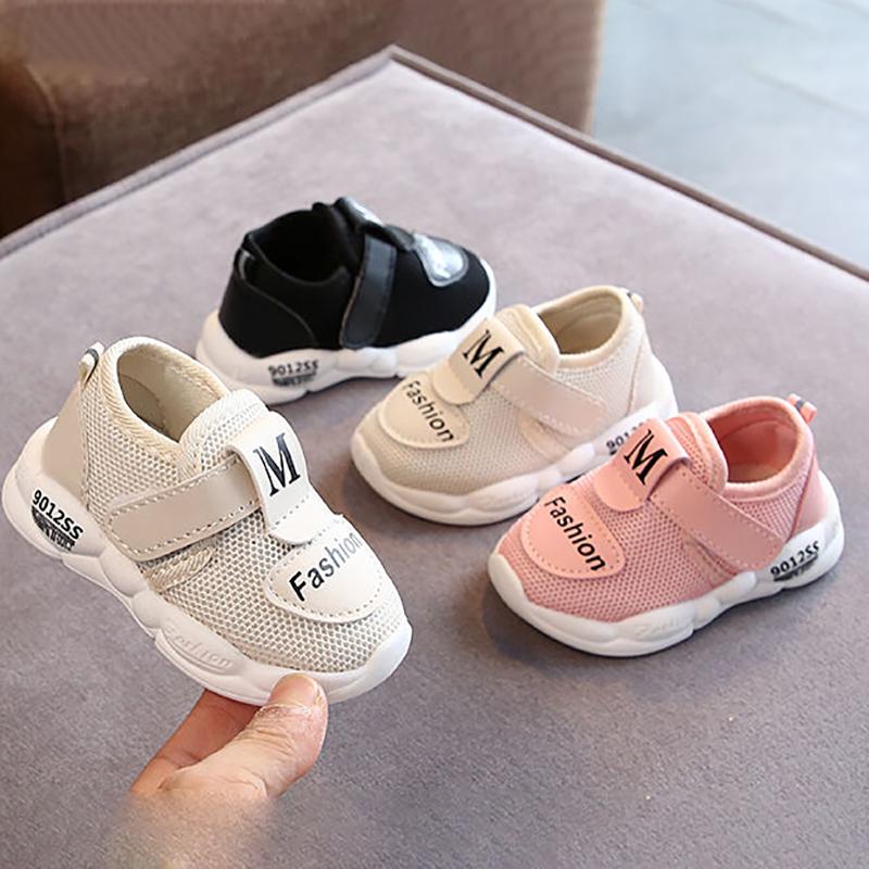 Men's and Women's Baby Spring Mesh Sneakers 0-3 Years Old 2 Infant Soft-soled Toddler Shoes All-match Breathable Leather Single Shoes