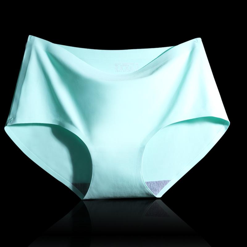 4Pcs/Set Ice Silk Seamless Underpants Women's Mid-waist Large Size Solid Color Thin Soft Briefs