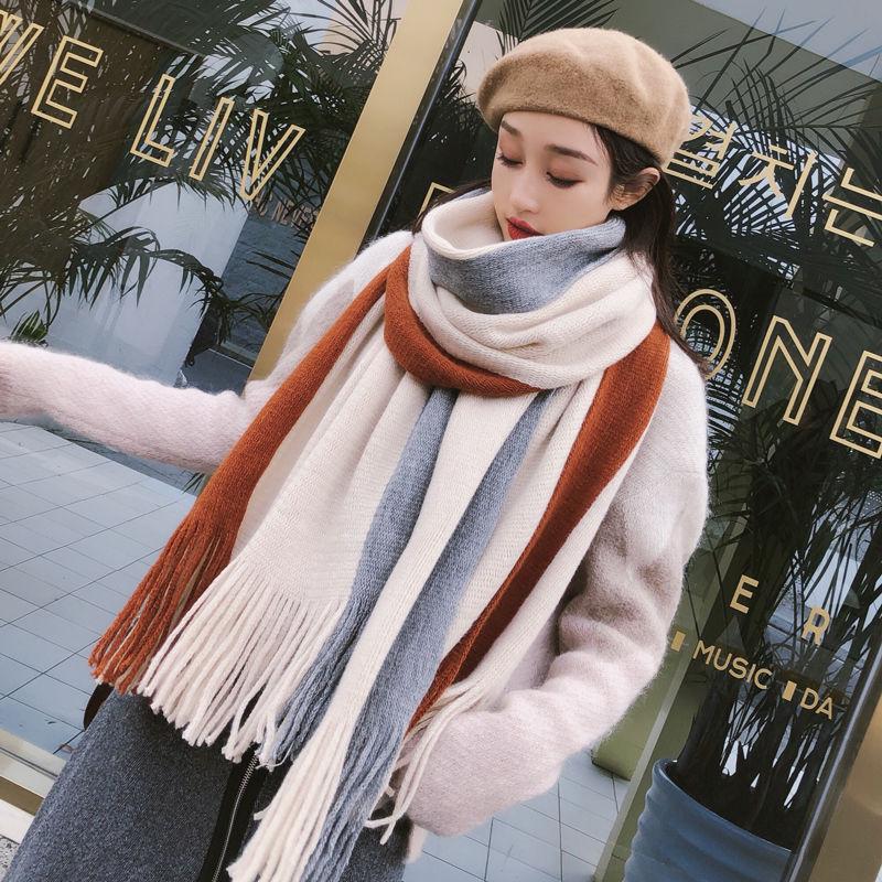 Women Shawl Scarf Autumn Winter Fashion Stripe Pashmina Scarves Warm Tassel Hijab Stole Scarfs