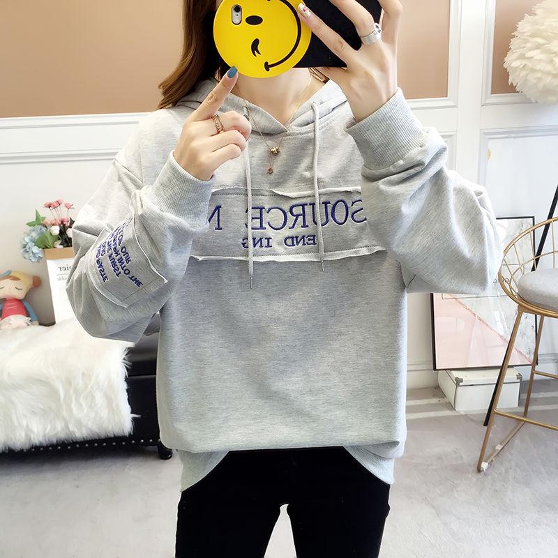 Spring and Autumn Sweater Cotton Women's Sweatshirt Wild Large Size Long Sleeve Warm Hooded Tops