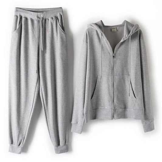 Casual Sports Running Suit Women Autumn Loose Sweater Jacket Trousers Two-piece Suit