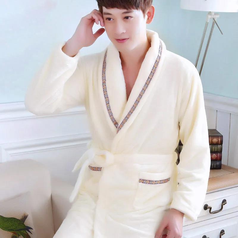 Large Size Lapel Couple Pajamas Men Home Clothes Robe Coat Ladies Absorbent and Quick-drying Bathrobe Long