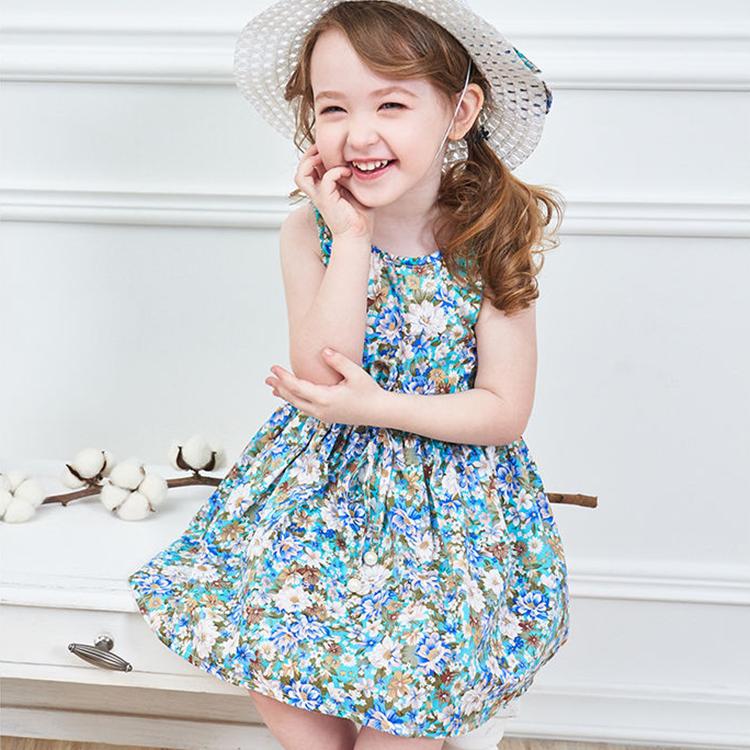 2PCS/Set Girls Dress +Hat Cotton Comfortable Children's Dress Summer Dress Floral Girls' Sleeveless Dress For Children