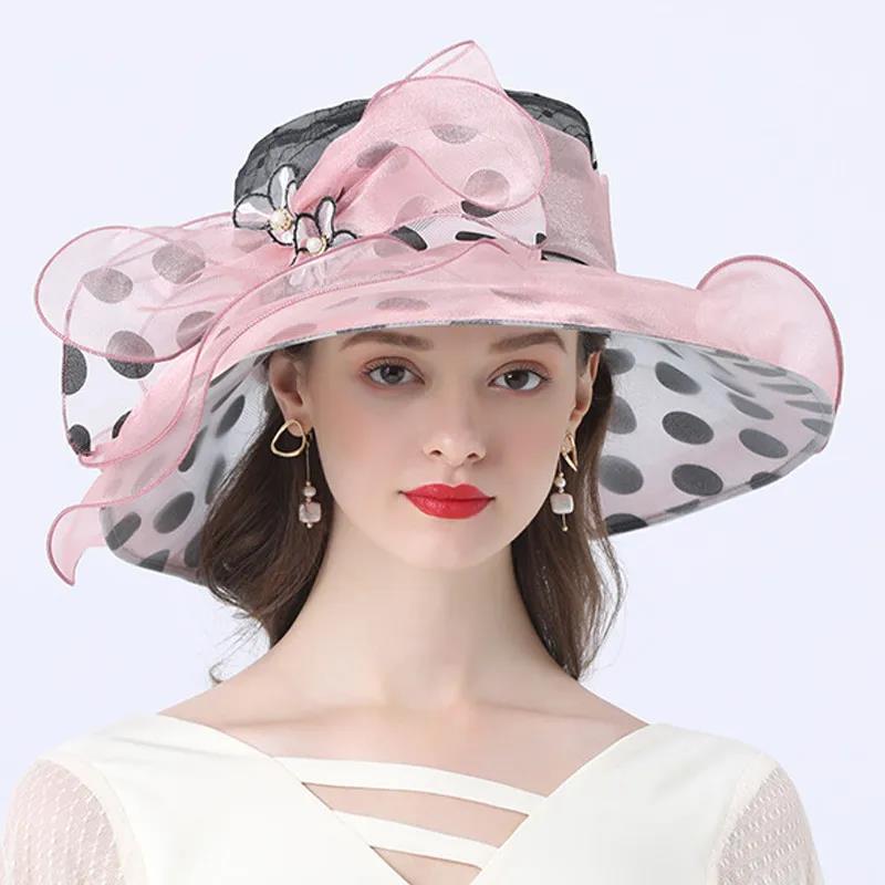 Polka Dot Big Brim Hat Women's European and American Style Street Casual Sunshade Fashion Decorative Hat