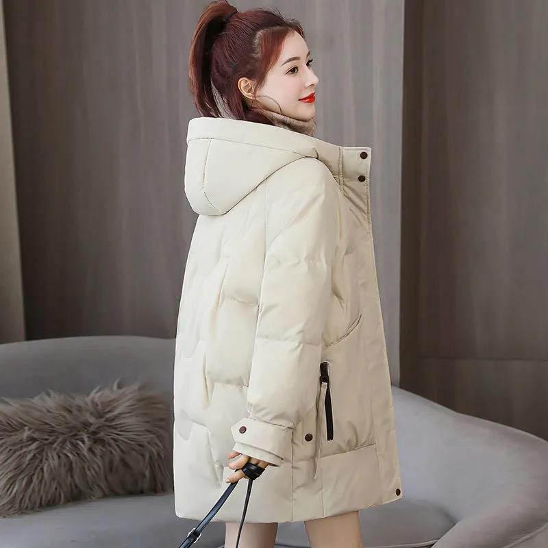 Down Padded Jacket Women's Mid-length Padded Coat Loose Large Size Padded Jacket Bread Suit Winter Coat Trend