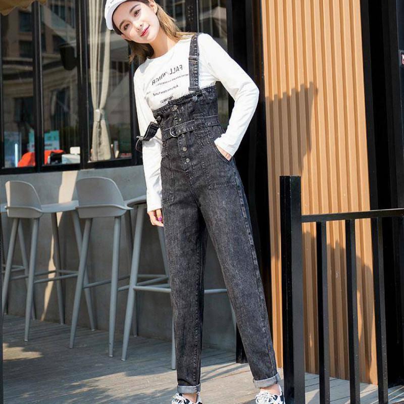 WTEMPO Women's Denim Overalls Loose and Thin Slim Fit Student Cute Summer Bud Pants Fashion High-rise Jeans