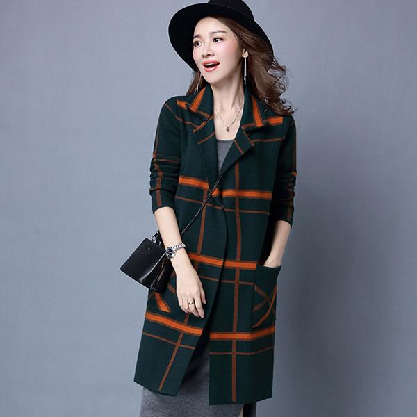 Knitted Cardigan Women's Mid-length Loose Plus Size Sweater Korean Style Autumn and Winter Thick Coat