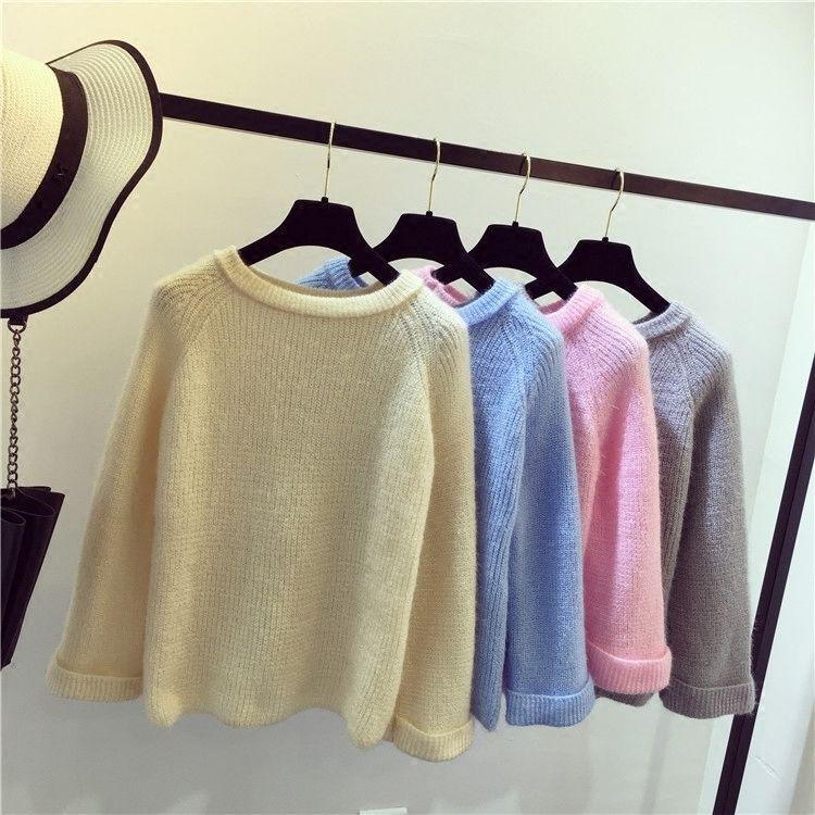 Sweater Colorful Knitted Pullovers Thick Winter Patchwork Mohair Sweater Autumn Women Women Clothing