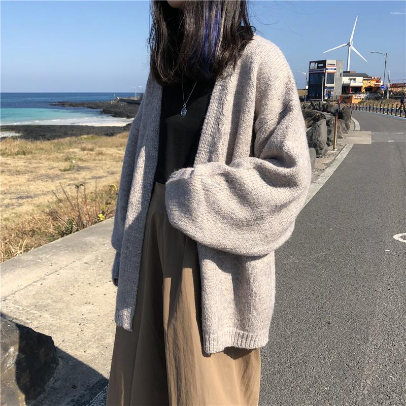 Loose Wild Mid-length Sweater Sweater Coat Women Plus Size Cardigan Sweater Women Autumn and Winter