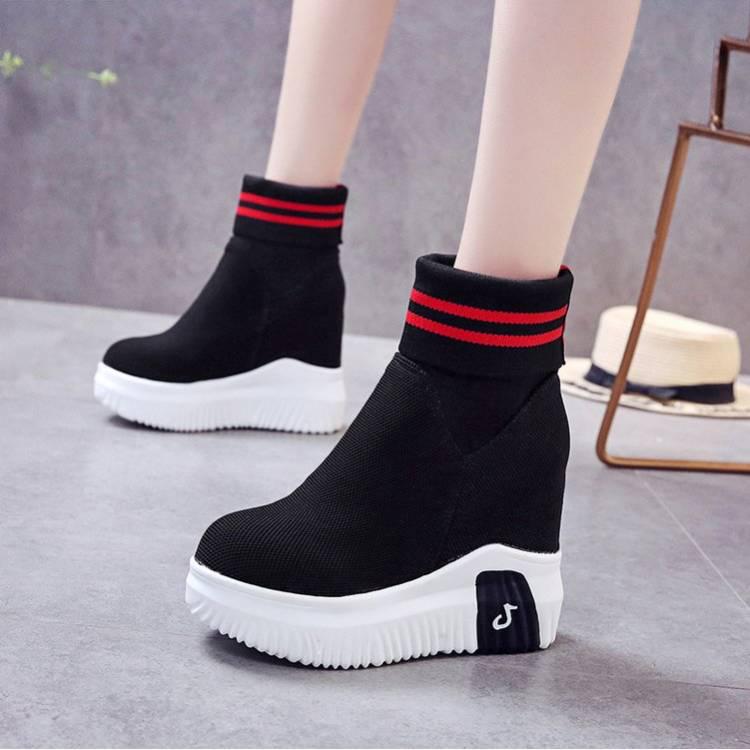 Autumn Winter Super High Martin Boots Female Boots Thick Bottom Casual Shoes Elastic Sock Ankle Boot