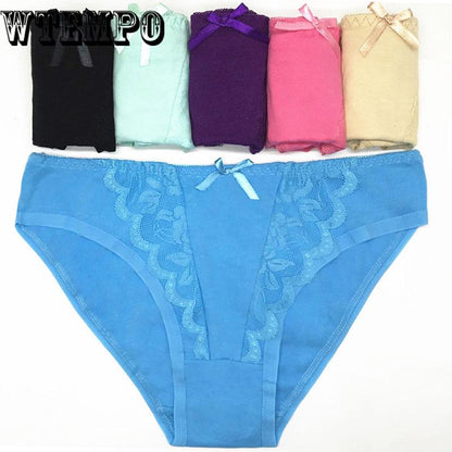 WTEMPO 6 Pcs/Lot cotton Panties Underwear Briefs Lingerie Ladies Knickers Low-Waist Sexy Transparent