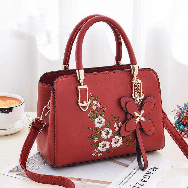 Embroidered butterfly PU Leather Handbags For Women Bags Luxury Top-Handle Bags Large Capacity Personality Crossbody Bag