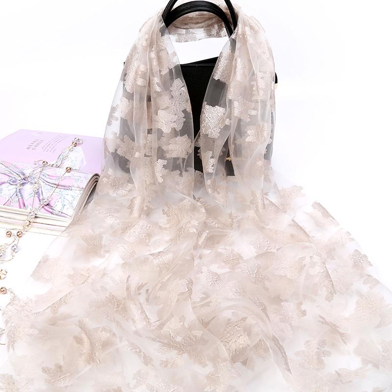 Silk Scarf Womens Summer Breeze Lightweight Sheer Wrap Organza Gauze Scarf