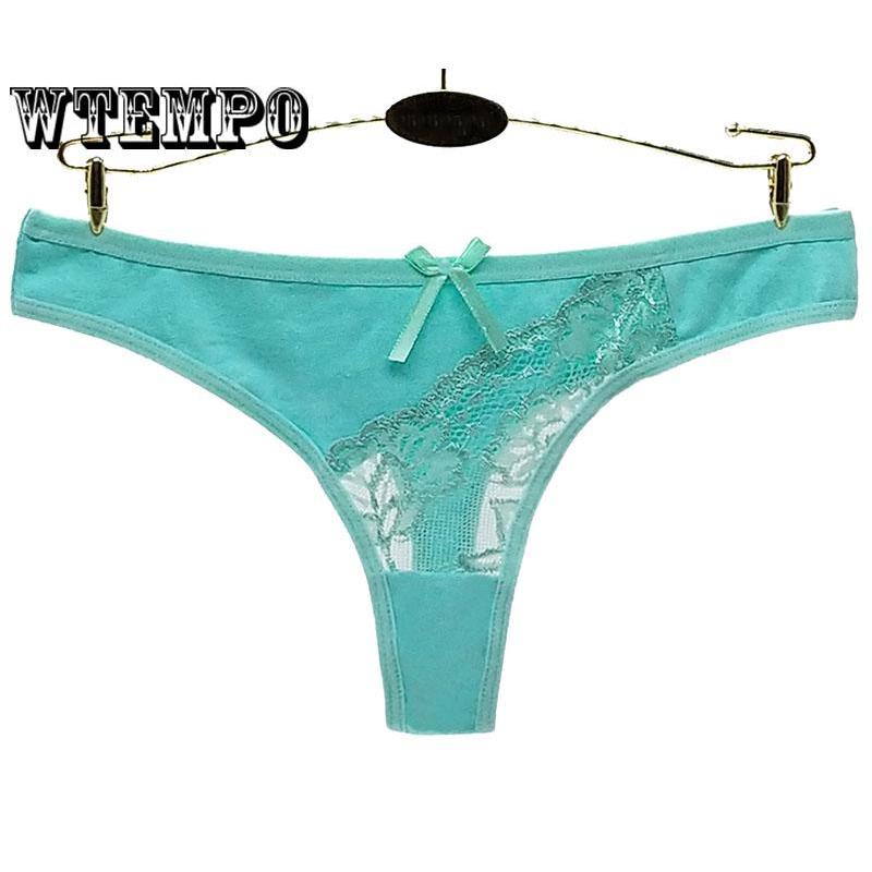 6 Piece Sexy Lace Transparent Cotton Thong Underwear Women Panties Briefs G-String Ladies