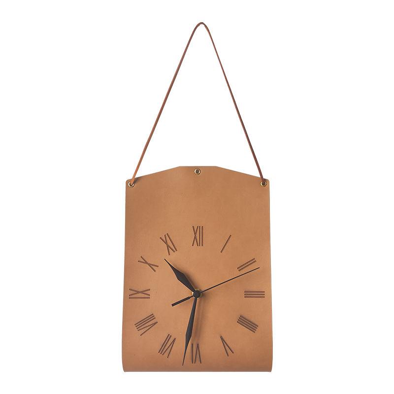 Bag-shaped Creative Wall Clock Modern Art Clock Table Wall-mounted Retro Leather Personality Living Room Bedroom Mute Decorative Clock Wall Wall Clock