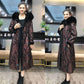 Vintage  Printed Faux Fur Coats Women's Long Calf-length  Flocking Reversible Faux Fur Coats