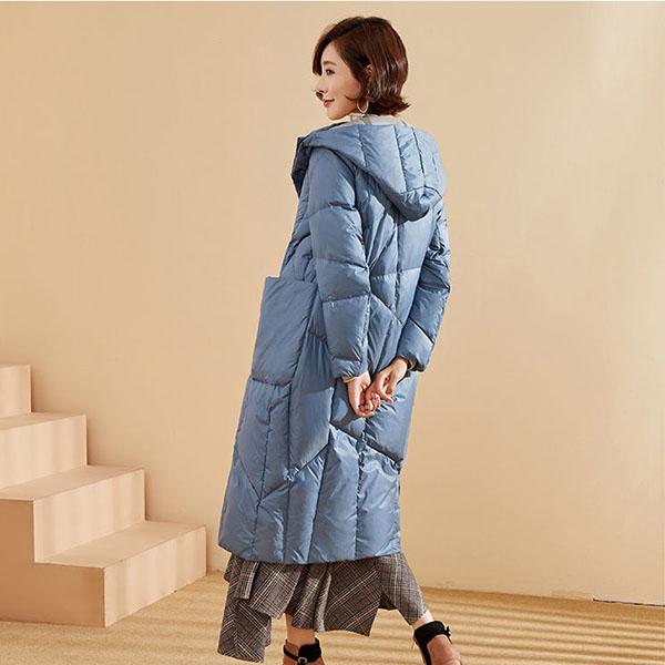 Winter All-match Plus Cotton Thickened Knee Down Jacket Women Mid-length White Duck Down Warm Down Jacket Women's Plus Size