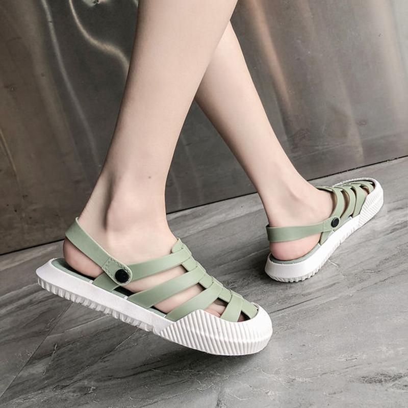 Non-open-toed Sandals Women Roman Non-slip Soft-soled Beach Sandals and Slippers Two Wear One Pedal Sandals